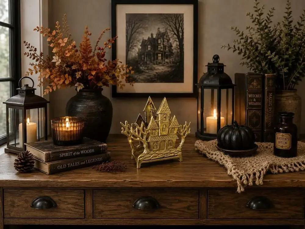 New Metal Gold Haunted House Halloween Dinning Napkin Holder Kitchen Table